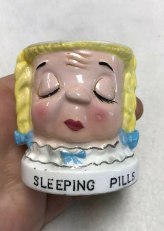 1960 Vintage The Shafford Co.  5963y " Sleeping Pills " Pill Jar Comic
