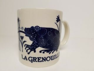 Vintage La Grenouille Coffee Mug Taylor & Ng Cobalt Blue Frog Fairy Japan