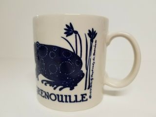 Vintage La Grenouille Coffee Mug Taylor & Ng Cobalt Blue Frog Fairy Japan 2
