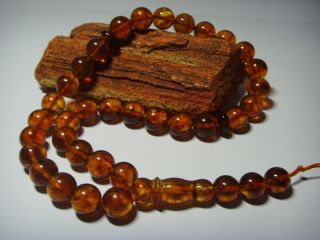 Natural Baltic Amber Pressed Islamic 33 Prayer Beads Tasbih Misbaha 29gr B - 698