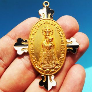 Large Our Lady Of Penafrancia Medal Old Blessed Virgin Mary Religious Charm
