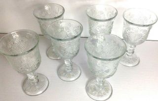 Vintage Avon Wine Goblets Set Of 6 Fostoria Here & Diamond Crystal Clear 1970
