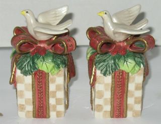 Vintage Fitz & Floyd Christmas Dove Gift Package Salt & Pepper Shakers