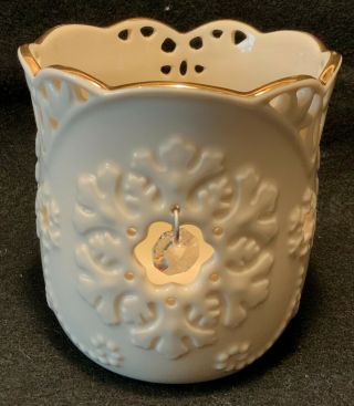 Lenox Vintage Garden Lights Snowflake Votive Candle Holder W/ Dangling Crystals