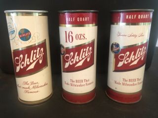 3 Different Schlitz 16oz Flat Top Beer Cans One Price