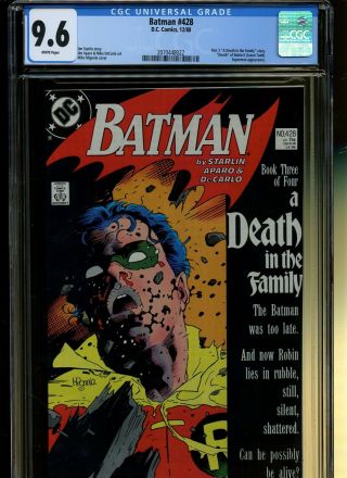 Batman 428 Cgc 9.  6 | Dc 1988 | Death Of Robin - Jason Todd.  Death In The Family.