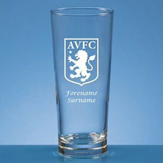 Aston Villa F.  C - Personalised Straight Sided Beer Glass (crest)