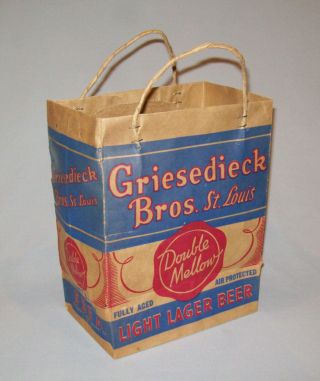 Old Vtg Early 20th C Griesedieck Bros St Louis Beer Bag Light Lager Deadstock