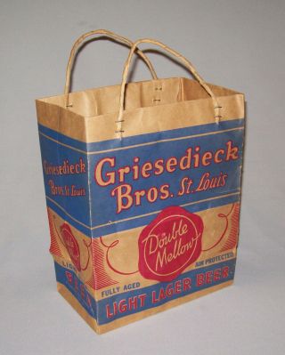 Old Vtg Early 20th C Griesedieck Bros St Louis Beer Bag Light Lager Deadstock 3