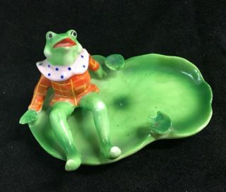 Vintage Porcelain Ceramic Frog Lily Pad Ashtray Dish Tray Occupied Japan