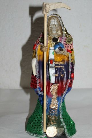 1078 Luxury 7 Colors 12 " Statue Santa Muerte Lujo Holy Death Preparada Abundance