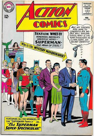 Action Comics 309,  Dc 1964 Very Fine Swan,  Mooney Art President Kennedy App.