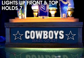 Led Lighted Cowboys Beer Tap Handle Display Lights Up Front & Top Holds 7
