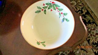 Vintage Lenox Holiday Holly Berry Large Round Salad/serving Bowl Gold Rimmed 9 "