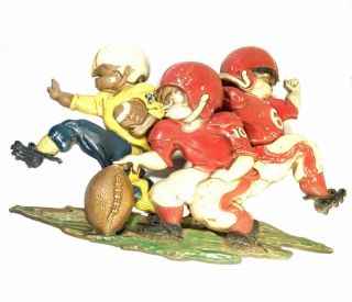 Vintage 1970 Sexton Cast Iron Wall Hanging Kids Football League Red Retro Yellow
