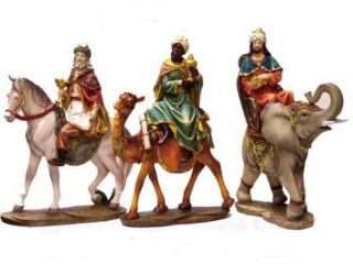 9.  5 " Three Wise Men Tres Reyes Magos Nativity Kings Camel Horse Elephant Statue