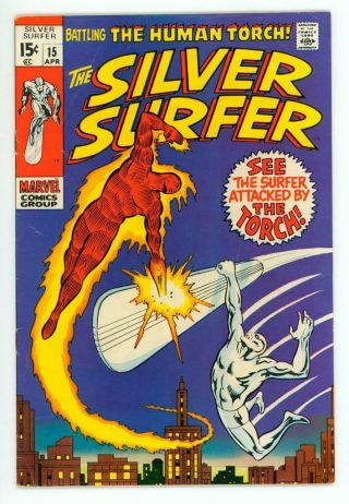 Silver Surfer 15 Fn/vf 7.  0 Fantastic Four Human Torch Comic 1970