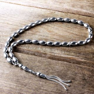 Real Solid Sterling Silver Rosary 33 Prayer Beads Muslim Tesbih Misbaha Tasbih