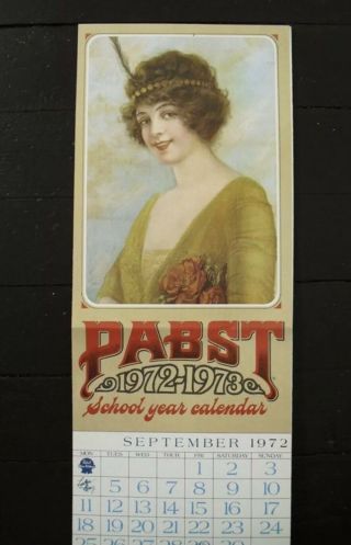 Vintage Pabst Blue Ribbon Beer Advertisement / Poster Pbr Fold Out Calendar 68”