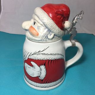 Vintage Gerzit Gerz Geme Santa’s Shape W.  Germany Lidded Beer Stein Mug