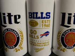 Set of (3) Miller Lite Official Partner of the Buffalo Bills Lidless Cans Excell 3