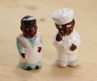 Antique African American Black Americana Salt And Pepper Shakers - Japan