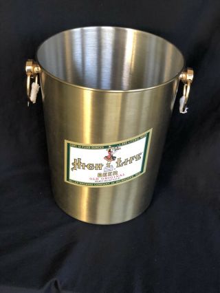 Miller High Life Champagne Of Beer Ice Bucket Gold Metal Man Cave Collectible