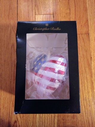 Christopher Radko Brave Heart Christmas Ornament American Flag W/tag And Box