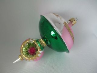 Christopher Radko Glass Christmas Ornament Pink Green Gold