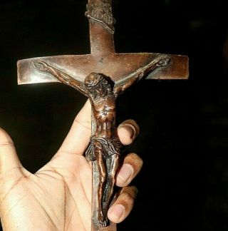 Holy Large Vintage Crucifix Catholic Cross Jesus Statue Christ Spiritual Metal