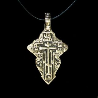 Antique 18 - 19th Century Large Orthodox " Old Believers " Ornate Cross W/ Psalm 68