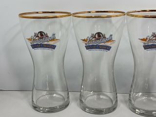 4 Leinenkugel ' s Sunset Wheat Gold Rim Pilsner Hourglass Pint Beer Glasses 2