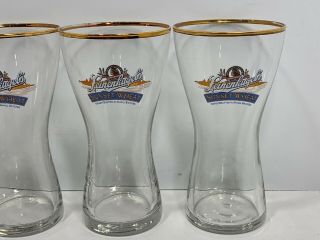 4 Leinenkugel ' s Sunset Wheat Gold Rim Pilsner Hourglass Pint Beer Glasses 3