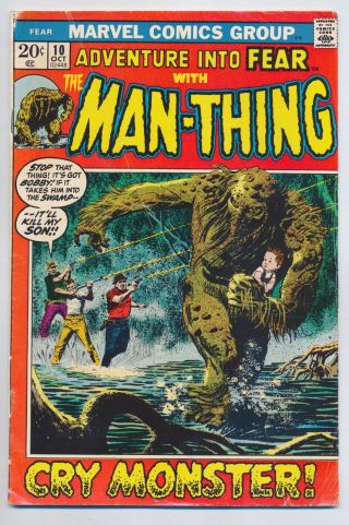Adventure Into Fear 10 1972 1st Solo Man - Thing Gray Morrow,  Howard Chaykin Vf,