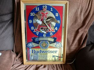 Budweiser Anheuser - Busch Bar Mirror Clock
