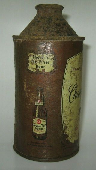 Old CHAMPAGNE VELVET CONE TOP BEER CAN w/ bottle on side Terre Haute,  Indiana 3