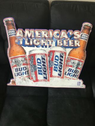 Bud Light American’s 1 Light Beer Tin Sign 22” X 18” Anheuser Busch