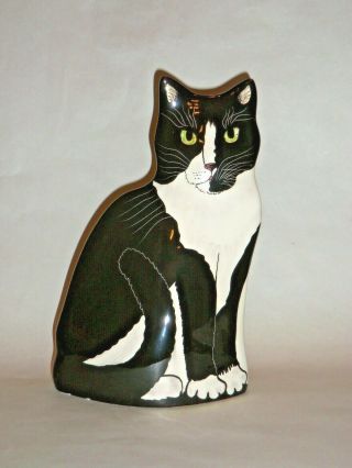 Black & White Cats By Nina Lyman Ceramic Vase Planter 11 - 1/4 " Tall X 7 " Wide