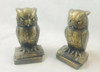 Pair Heavy Metal OWL BOOKENDS 1970 2