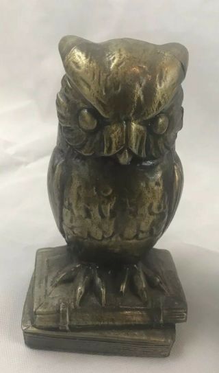 Pair Heavy Metal OWL BOOKENDS 1970 3