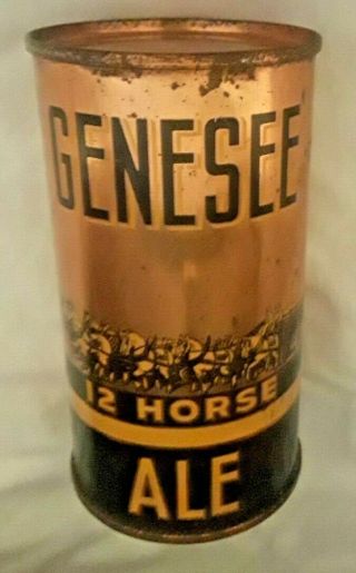 Genesee 12 Horse Ale Oi Flat Top Beer Can Rochester,  York Irtp Bottom Opened