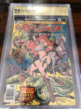 Red Sonja 1 Cgc Cbcs 9.  4 / Nm,  1977 /conan The Barbarian Roy Thomas Signed