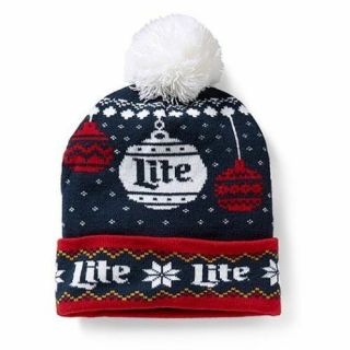 Miller Lite Promo Ugly Christmas Beanie,  2018 Stocking Cap,  Beer Xmas