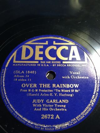 78 Rpm; Judy Garland; Over The Rainbow & The Jitterbug; Decca - 2672