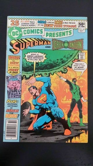 1980 Dc Comics Presents 26 Superman And Green Lantern 1st App Teen Titans Fn/vf
