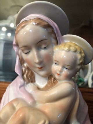 Vintage Orlik Madonna & Child Figurine Bisque Porcelain Germany Gorgeous
