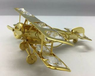 Swarovski Crystal Elements Studded Bi - Plane Figurine Tree Ornament Gold