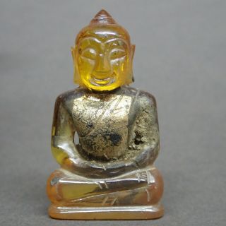 Thai Amulet Phra Buddha Sitting Figure Buddhism Talisman Crystal Small Statue
