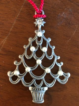2004 Avon Pewter Ornament Christmas Tree With Pearls