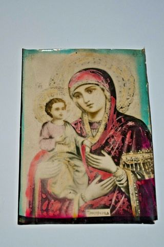 Antique Russian Orthodox Icon Our Lady Of Kazan